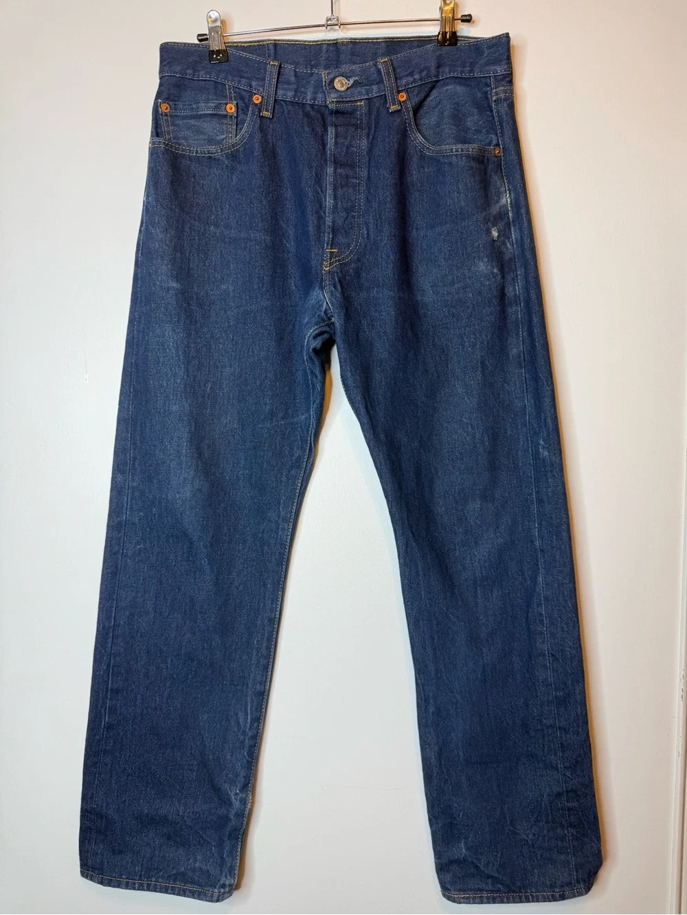 Levi's 501 Original Jeans Mens 34x32 Indigo Blue NEW Shrink-to-Fit Button Fly